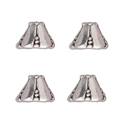TierraCast Fine Silver Plated Pewter Bell Flower Bead Caps 8mm (4 Pieces)