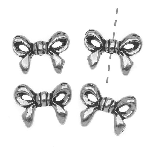 TierraCast Silver Plated Pewter Ribbon Bow Component Beads 13.8mm (4 Pieces)