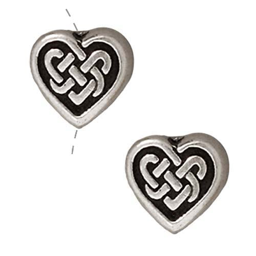 TierraCast Fine Silver Plated Pewter Heart Celtic Knot Beads 8.9mm (2 Pieces)