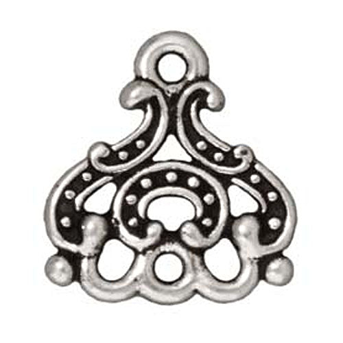 TierraCast Fine Silver Plated Pewter Ornate Empress Reducer Chandelier Bead 14.5mm (2 Pieces)