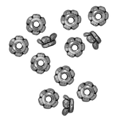 TierraCast Rhodium Plated Pewter "Scalloped" Bead Caps 3.5mm (12 Pieces)