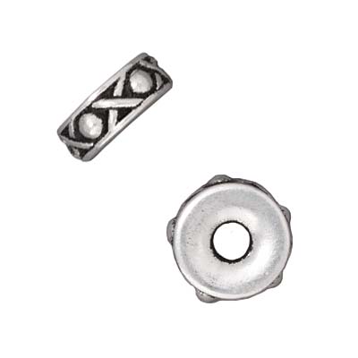 TierraCast Fine Silver Plated Pewter Legend Large Hole Spacer Beads 9.5mm (2 Pieces)