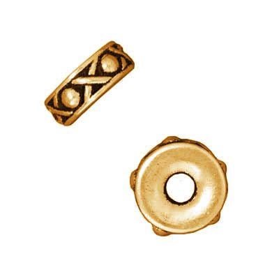 TierraCast 22K Gold Plated Pewter Legend Large Hole Spacer Beads 10mm (2 Pieces)