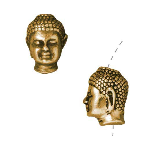 TierraCast 22K Gold Plated Pewter Buddha Head Beads 13.5mm (2 Pieces)