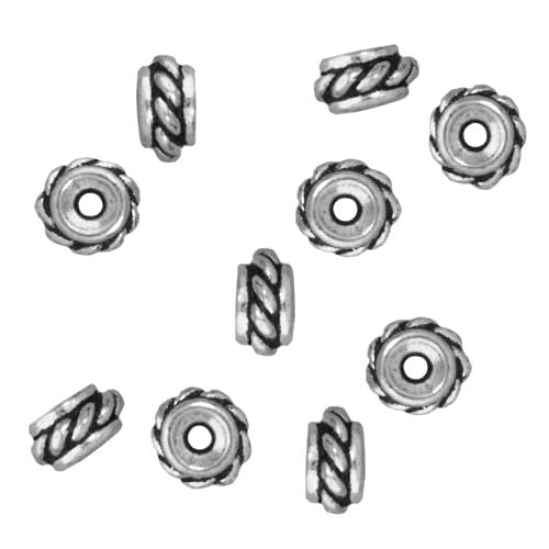 TierraCast Fine Silver Plated Pewter Twisted Spacer Beads 6mm (10 Pieces)