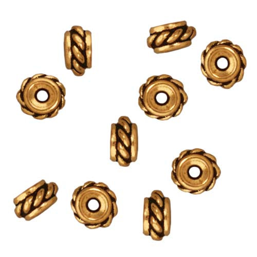 TierraCast Fine Gold Plated Pewter Twisted Spacer Beads 6mm (10 Pieces)