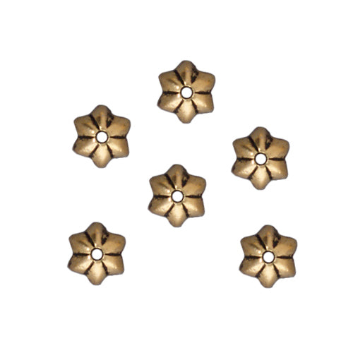 TierraCast Antiqued Gold Plated Pewter Talavera Star Bead Caps 5mm (6 Pieces)