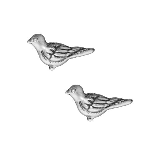 TierraCast Fine Silver Plated Pewter Dia De Los Muertos Paloma Bird Beads 15mm (2 Pieces)