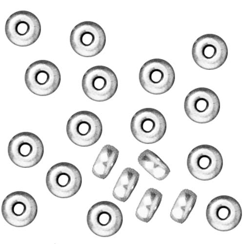 TierraCast Bright Silver Plated Lead-Free Pewter Disk Heishi Spacer Beads 3mm (50 Pieces)