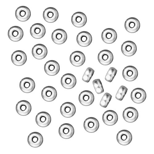 TierraCast Bright Silver Plated Lead-Free Pewter Disk Heishi Spacer Beads 3mm (50 Pieces)
