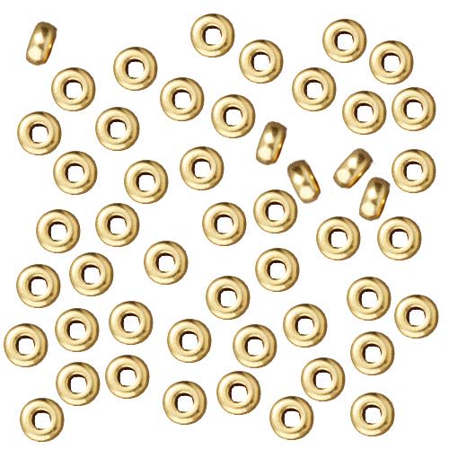 TierraCast Bright 22K Gold Plated Lead-Free Pewter Disk Heishi Spacer Beads 3mm (50 Pieces)