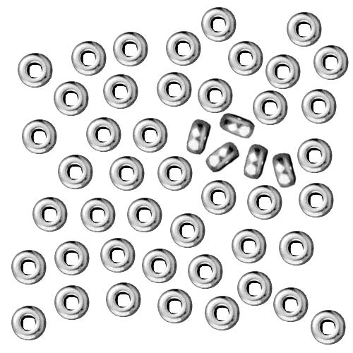 TierraCast Rhodium Plated Lead-Free Pewter Disk Heishi Spacer Beads 3mm (50 pcs)