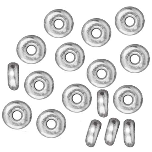 TierraCast Bright Silver Plated Lead-Free Pewter Disk Heishi Spacer Beads 4mm (50 Pieces)