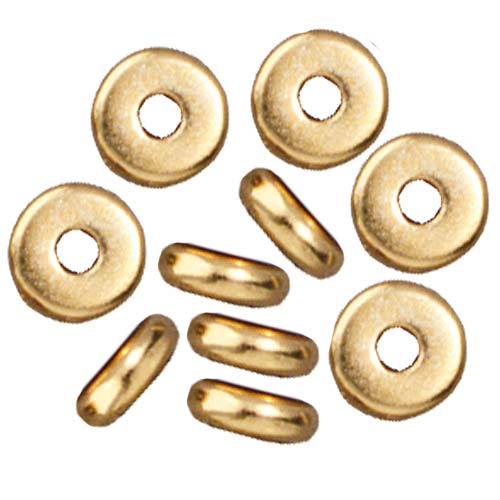 TierraCast Bright 22K Gold Plated Lead-Free Pewter Disk Heishi Spacer Beads 5mm (20 Pieces)