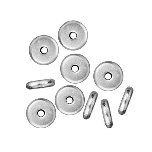 TierraCast Bright Silver Plated Lead-Free Pewter Disk Heishi Spacer Beads 6mm (10 Pieces)
