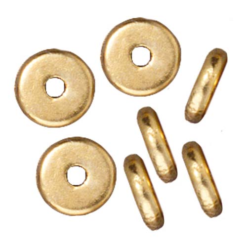 TierraCast Bright 22K Gold Plated Lead-Free Pewter Disk Heishi Spacer Beads 6mm (10 Pieces)