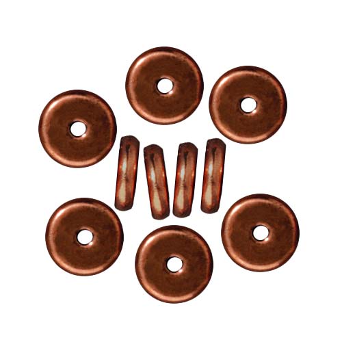 TierraCast Copper Plated Lead-Free Pewter Disk Heishi Spacer Beads 7mm (10 Pieces)