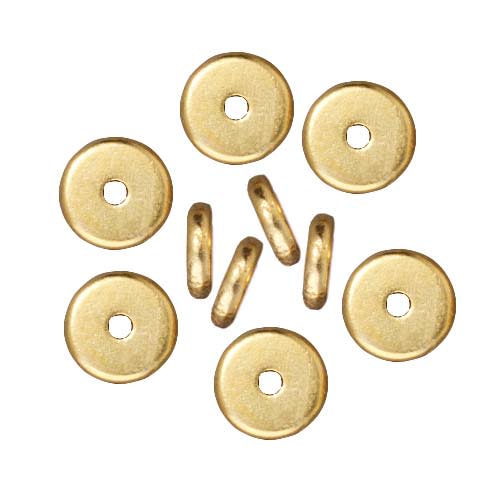 TierraCast Bright 22K Gold Plated Lead-Free Pewter Disk Heishi Spacer Beads 7mm (10 Pieces)