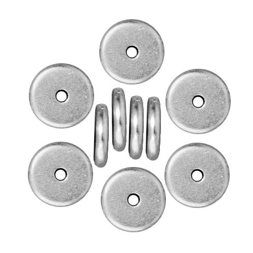 TierraCast Bright Silver Plated Lead-Free Pewter Disk Heishi Spacer Beads 8mm (10 Pieces)