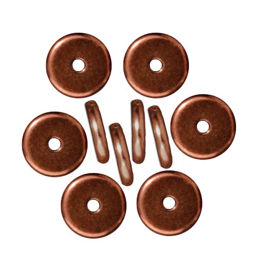 TierraCast Copper Plated Lead-Free Pewter Disk Heishi Spacer Beads 8mm (10 Pieces)