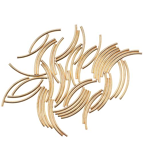 Gold Plated Curved Noodle Tube Beads 1.5mm x 20mm (50 pcs)