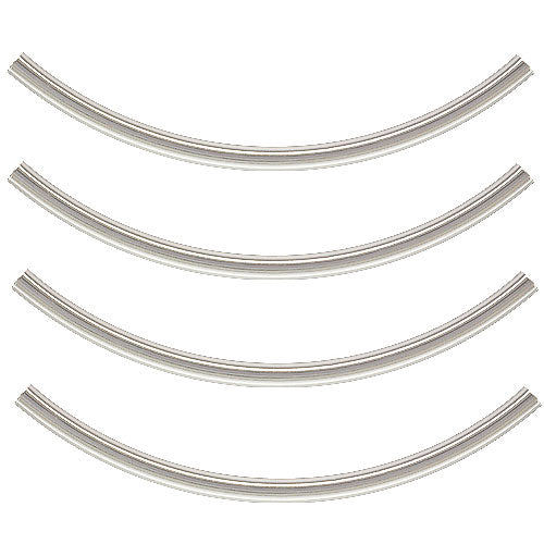 Sterling Silver Sleek Curved Noodle Tube Beads 40mm x 2mm (4 pcs)