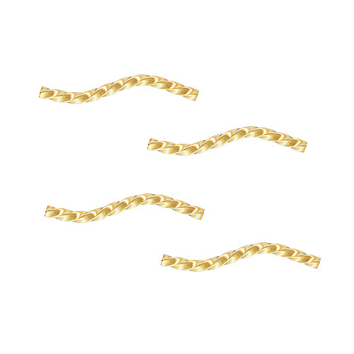 14K Gold FIlled Twisted Tube S-Curve Noodle Beads 20mm x 1.7mm (4 Pieces)