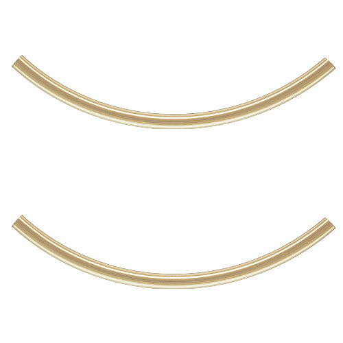 14K Gold FIlled Long Curved Noodle Tube Beads 40mm x 2mm (2 pcs)