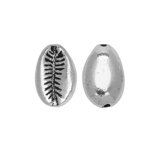 Pewter Bead, Cowrie Shell 14x9mm, Antiqued Silver Plated By TierraCast (2 Pieces)