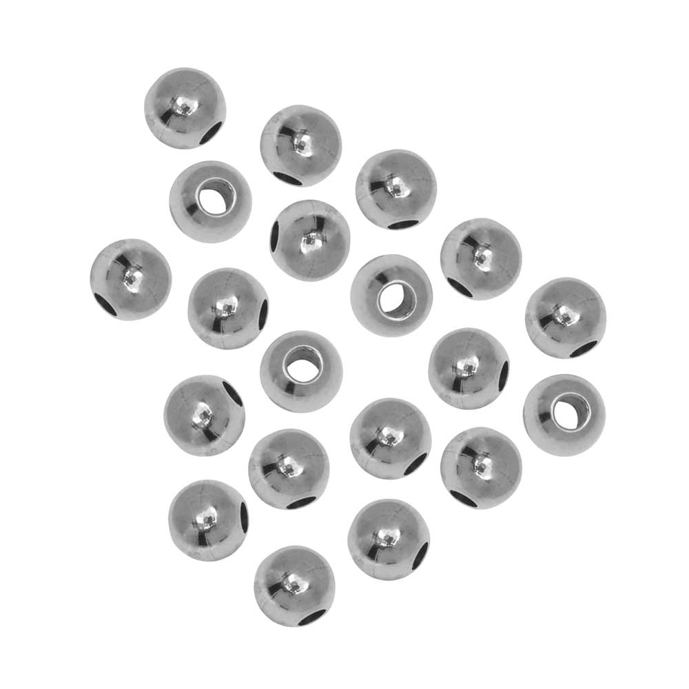 Stainless Steel Beads, Round 4mm, (20 Pieces)