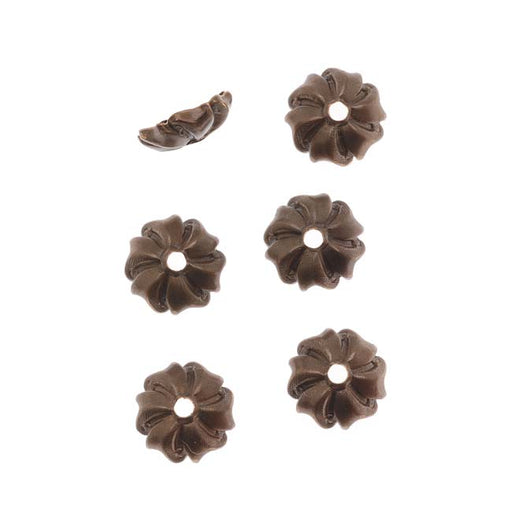 Vintaj Natural Brass 7.5mm Pinwheel Bead Caps (6 Pieces)