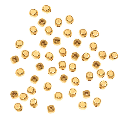 22K Gold Plated Square Rounded Beads 3mm (100 pcs)