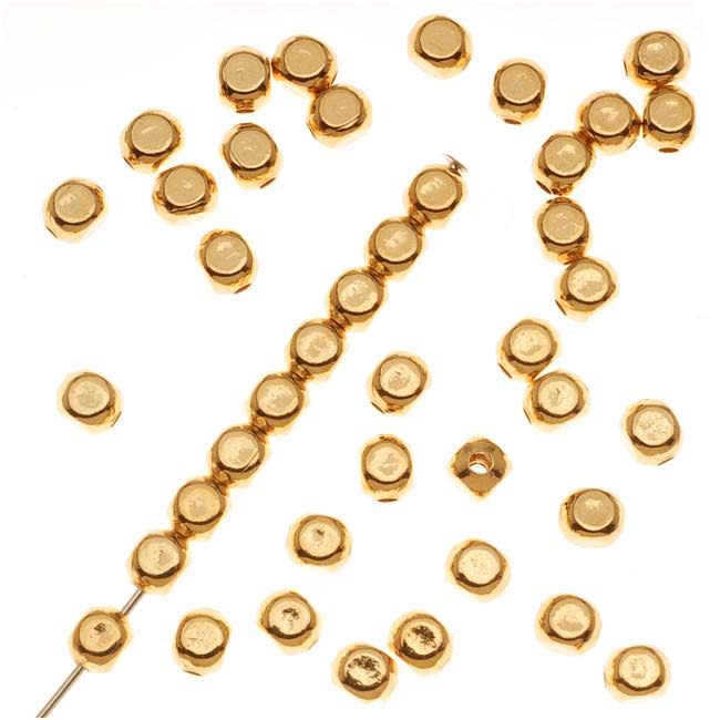 22K Gold Plated Square Rounded Beads 4mm (100 pcs)