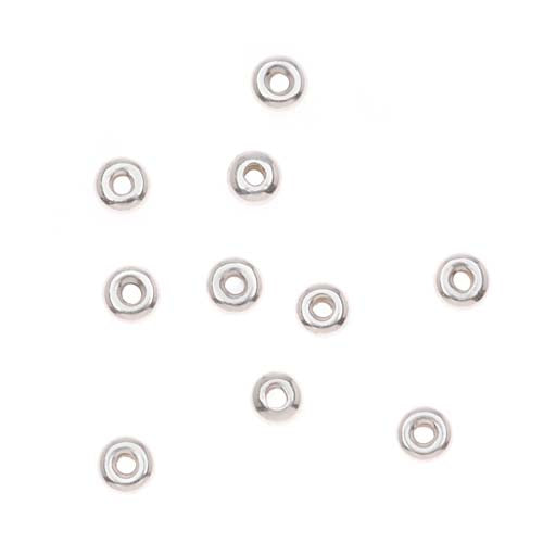Sterling Silver Small Round Donut Rondelle Beads 3mm (10 pcs)