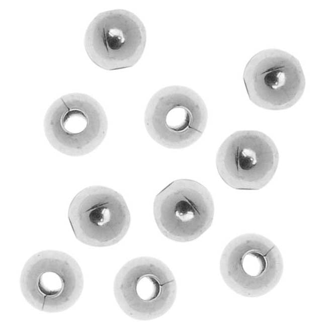 Silver Plated 3mm Round Metal Beads (100 pcs)
