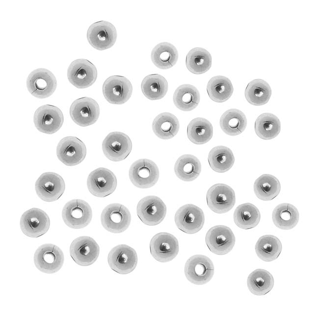 Silver Plated Round Metal Beads 4mm Diameter (50 pcs)