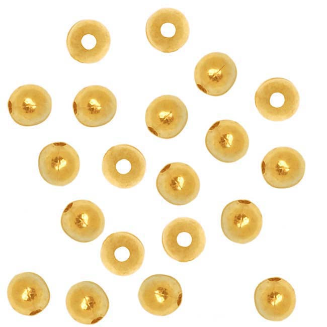 22K Gold Plated 2mm Round Metal Beads (100 pcs)