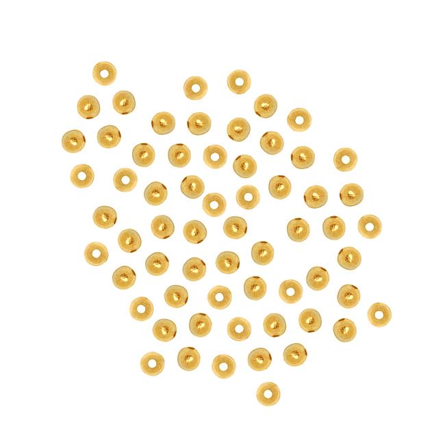 22K Gold Plated 2mm Round Metal Beads (100 pcs)