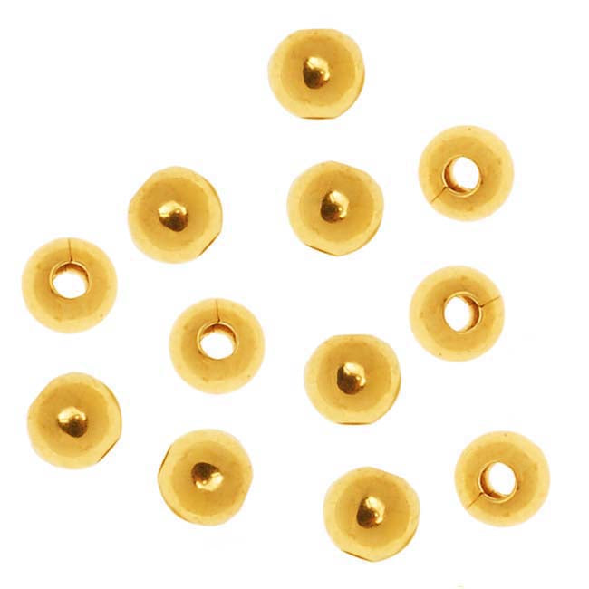 22K Gold Plated 2.5mm Round Metal Beads (100 pcs)