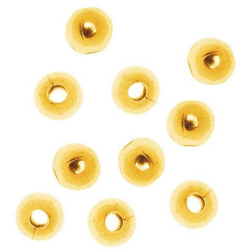 22K Gold Plated 3mm Round Metal Beads (100 pcs)