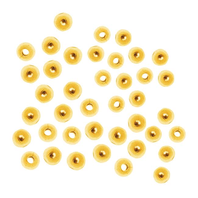 22K Gold Plated 4mm Round Metal Beads (50 pcs)