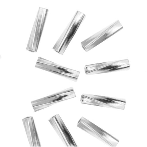 Silver Plated Twisted Liquid Tube Beads 6mm (50 pcs)