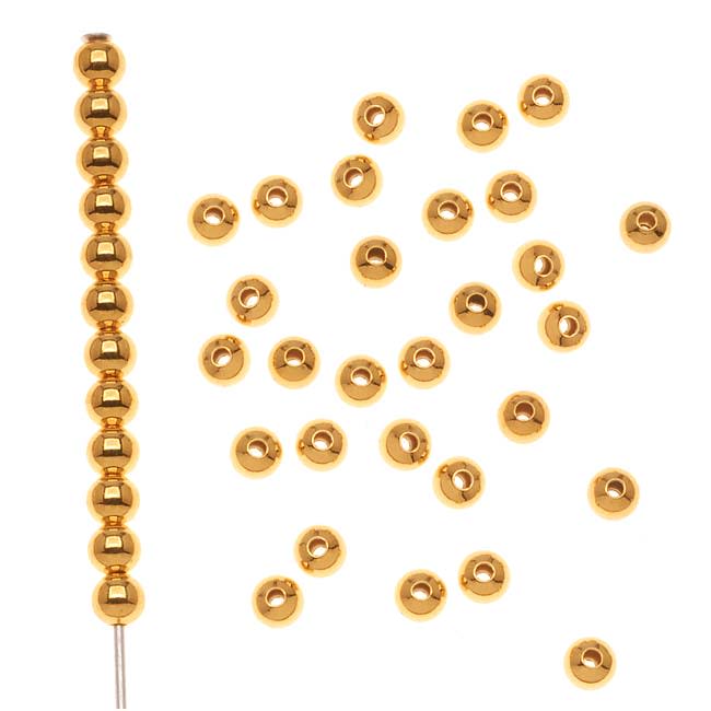 22K Gold Plated Round Beads 3mm (1000 pcs)