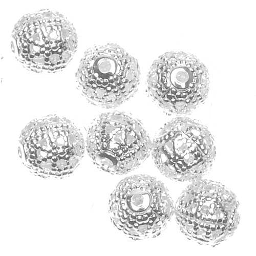 Silver Plated Filigree 6mm Round Beads (100 pcs)