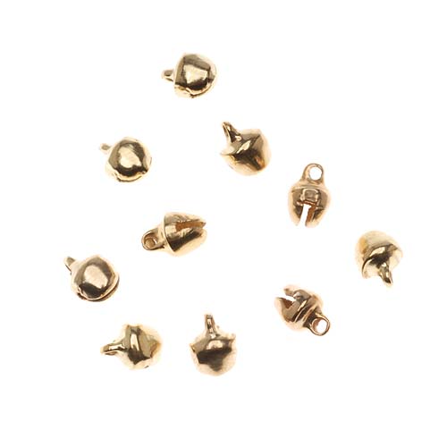 Gold Color Steel Hollow Jingle Clapper Bell Beads 6mm (100 pcs)