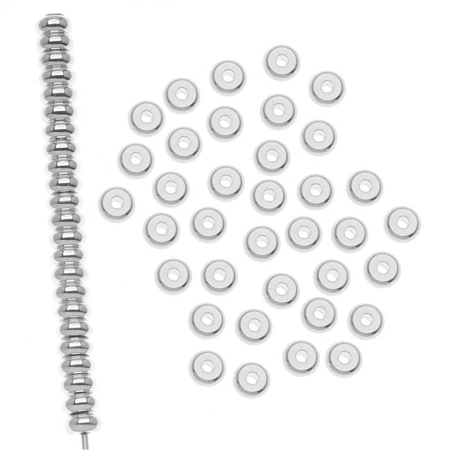 Silver Plated Heishe Spacers Beads 4mm (100 pcs)
