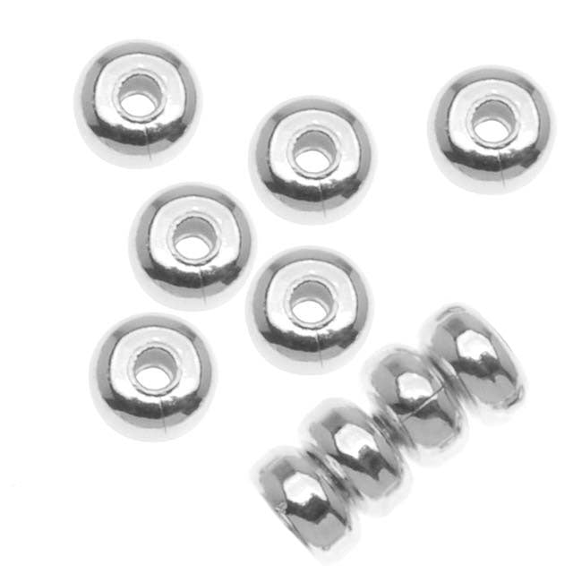Silver Plated Thick Heishe Spacers Beads 4.5mm x 2.5mm (144 pcs)