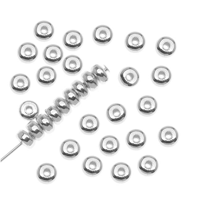 Silver Plated Thick Heishe Spacers Beads 4.5mm x 2.5mm (144 pcs)