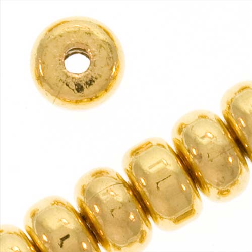 22K Gold Plated Thick Heishe Spacers Beads 4.5mm x 2.5mm (144 pcs)