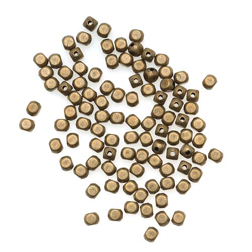Antiqued Brass 4mm Rounded Rectangle Beads (100 pcs)